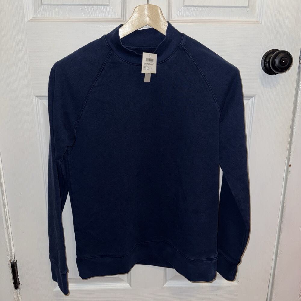 NEW Club Monaco Women’s Navy Marine Tea Dyed Mock neck Tricot Size XS Top Lounge
